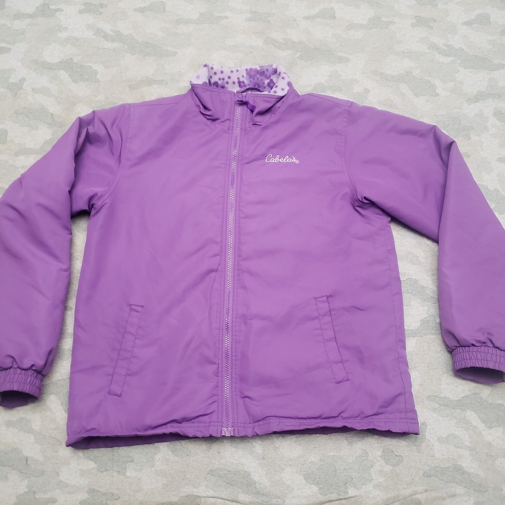 Cabelas Jacket Womens XL Purple Fleece Lined Full Zip Pockets Long Sleeve